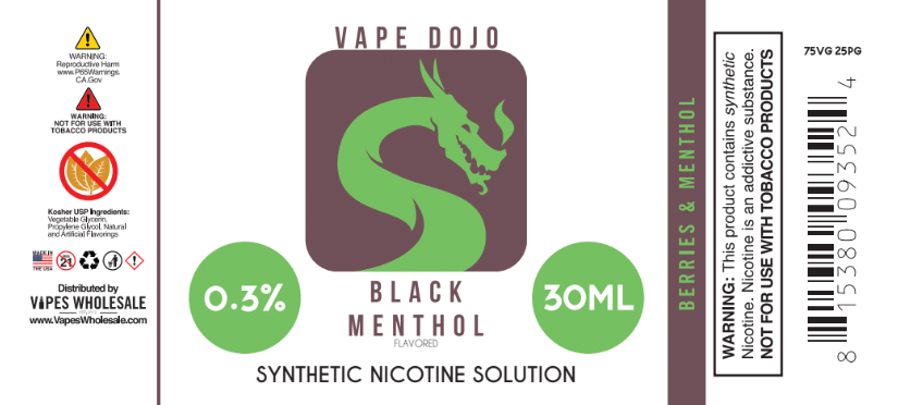 Vape Dojo - Black Menthol Flavored Synthetic Nicotine Solution