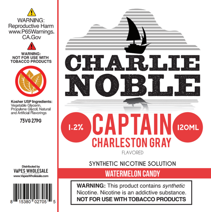 Charlie Noble - Captain Charleston Gray Flavored Synthetic Nicotine Solution