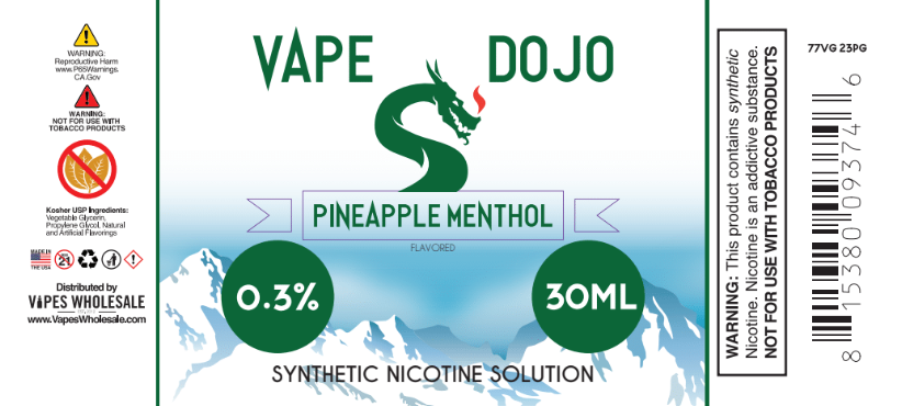 Vape Dojo - Pineapple Menthol Flavored Synthetic Nicotine Solution 0mg