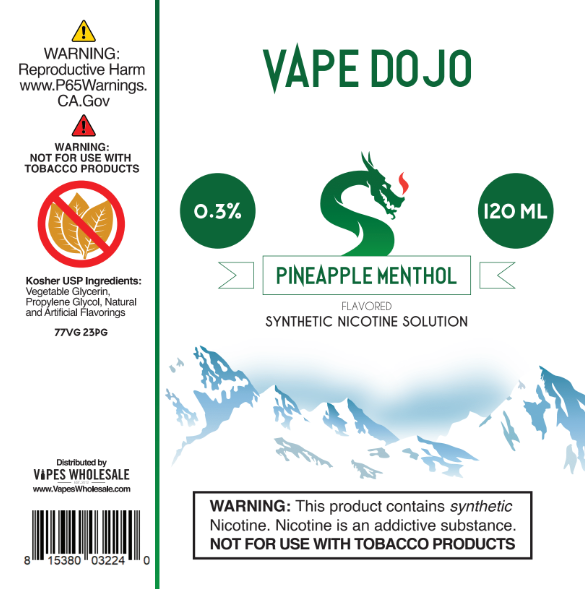 Vape Dojo - Pineapple Menthol Flavored Synthetic Nicotine Solution 0mg