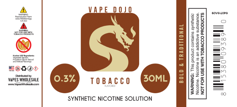 Vape Dojo - Tobacco Flavored Synthetic Nicotine Solution