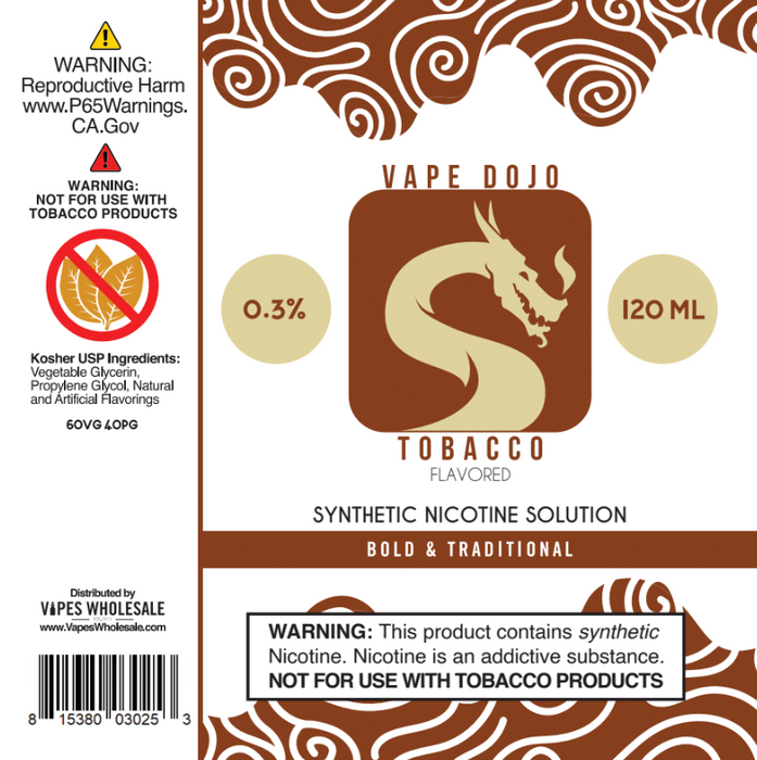 Vape Dojo - Tobacco Flavored Synthetic Nicotine Solution