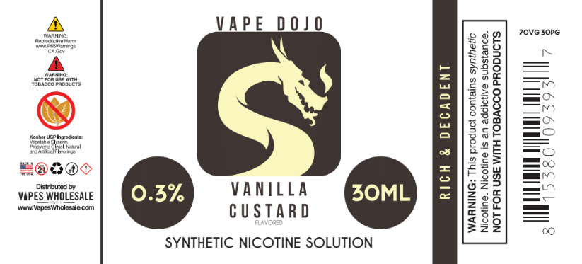 Vape Dojo - Vanilla Custard Flavored Synthetic Nicotine Solution