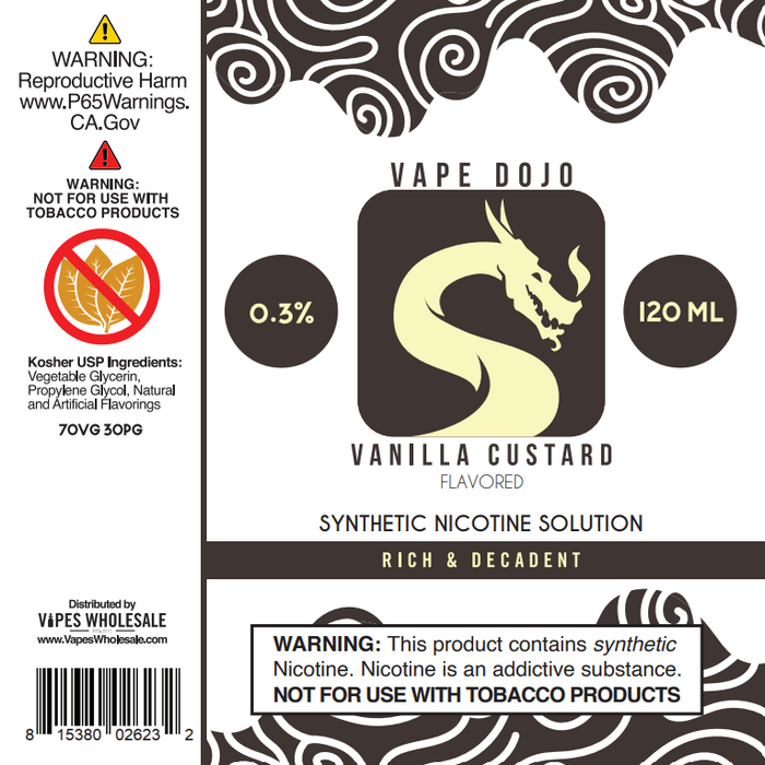 Vape Dojo - Vanilla Custard Flavored Synthetic Nicotine Solution