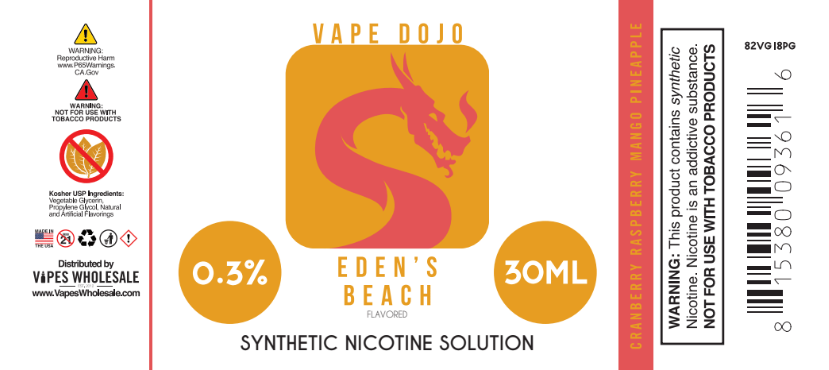 Vape Dojo - Eden's Beach Flavored Synthetic Nicotine Solution