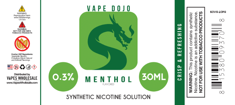Vape Dojo - Menthol Flavored Synthetic Nicotine Solution