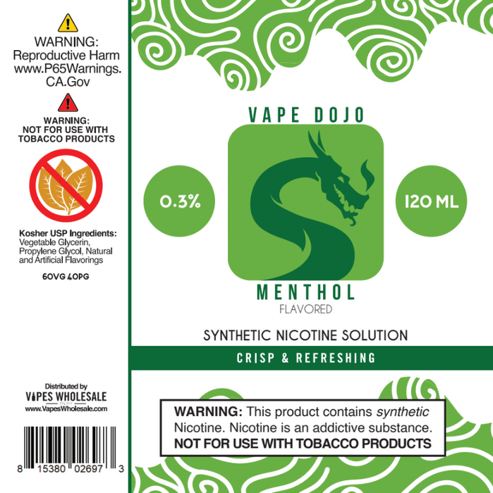 Vape Dojo - Menthol Flavored Synthetic Nicotine Solution