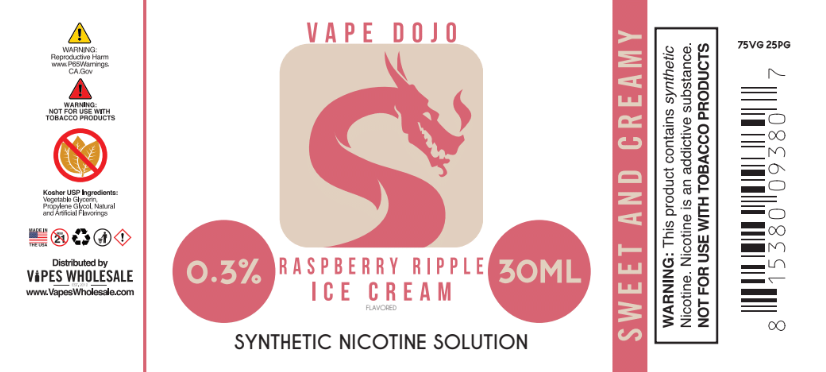 Vape Dojo - Raspberry Ripple Ice Cream Flavored Synthetic Nicotine Solution