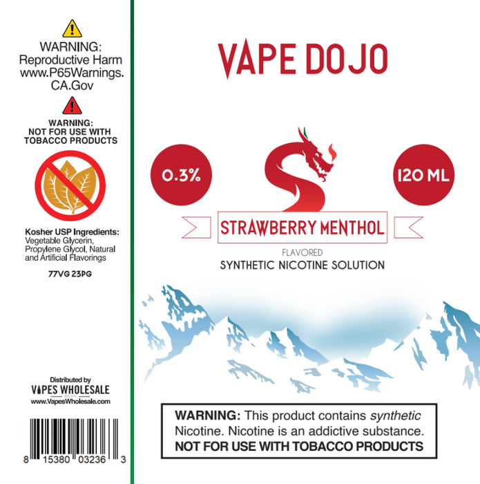 Vape Dojo - Strawberry Menthol Flavored Synthetic Nicotine Solution 0mg